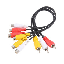 Ny 3 RCA Hanuttag Till 6 RCA Honkontakt Splitter Audio Video AV Adapterkabel