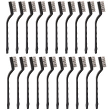 20 Pieces Handle Stainless Steel Wire Bristles Brush Set for Cleaning Welding Slag, Stain and Rust (Silvery)