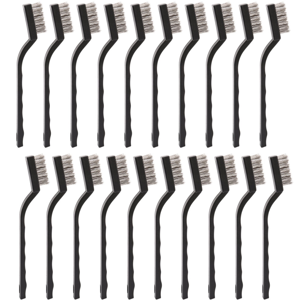20 Pieces Handle Stainless Steel Wire Bristles Brush Set For Cleaning Welding Slag, Stain And Rust (Silvery) 6031090141988