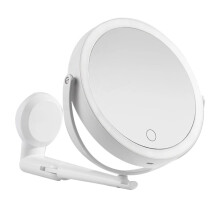 Wall Mounted Lighted Makeup Mirror with Magnification 5X, 7 Inch Double Sided Magnifying Vanity Mirror Wall Mirrors