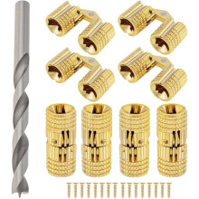 8 Bisagras Ocultas de Latón de 8 mm con Broca de 8 mm, Ángulo de Apertura de 180 Grados para Cajas de Madera, Joyas, Anillos y Manualidades.
