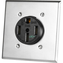 50Amp NEMA 14-50R Laddningsuttag för Elbilar med Väggplatta i Rostfritt Stål, 125/250V 3-Polig 4-Trådig Jordning för Elbilar, Husbilar