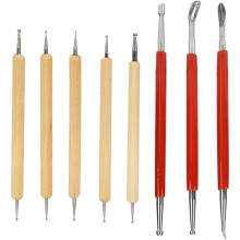 8-Teiliges Bastelwerkzeug-Set, DIY-Schnitzstift-Set, Doppelkopf-Prägestift mit Holzgriff, Modellierbohrer-Set zum Stempeln