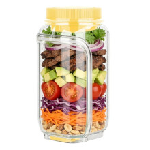 Square Salad Container for Lunch Food Storage Box with Airtight Lid Leakproof Meal for Fresh Greens Fruits Vegetables A