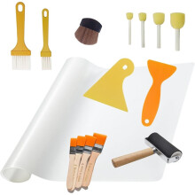 15-Teiliges Decoupage-Werkzeugset mit Pinseln, Schaumstoffpinsel, Farbrolle, Spachtel und Matte für DIY-Kunst- und Bastelprojekte
