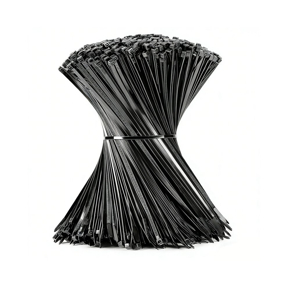 1200Pcs Black Cable Zip Ties 12 Inch, Heavy Duty Plastic Nylon Tie Wraps With 50Lb Tensile Strength For Indoor & Outdoor 4713643300555
