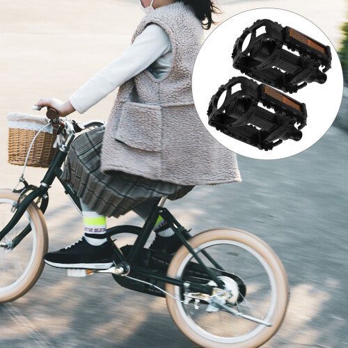 1Pair Lightweight Black Plastic Replacement Pedals for Kids Bikes 1