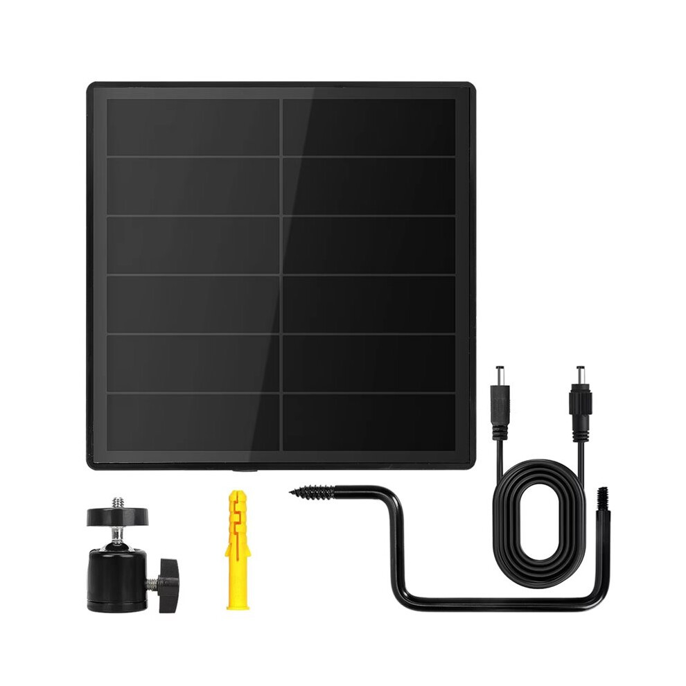 D5 5W Solar Panel For Security Camera Doorbell Ip66 Waterproof Battery Charger With 5.5X2.1 Port, 5V 2.6A Output 4712665255805