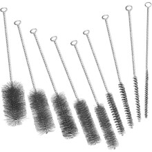 Ensemble de 9 Brosses de Nettoyage de Tuyaux Extra Longues de 40 cm (16 Pouces), Brosses à Poils en Acier Inoxydable pour Pièces Automobiles,