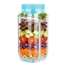 Square Salad Container for Lunch Food Storage Box with Airtight Lid Leakproof Meal for Fresh Greens Fruits Vegetables B
