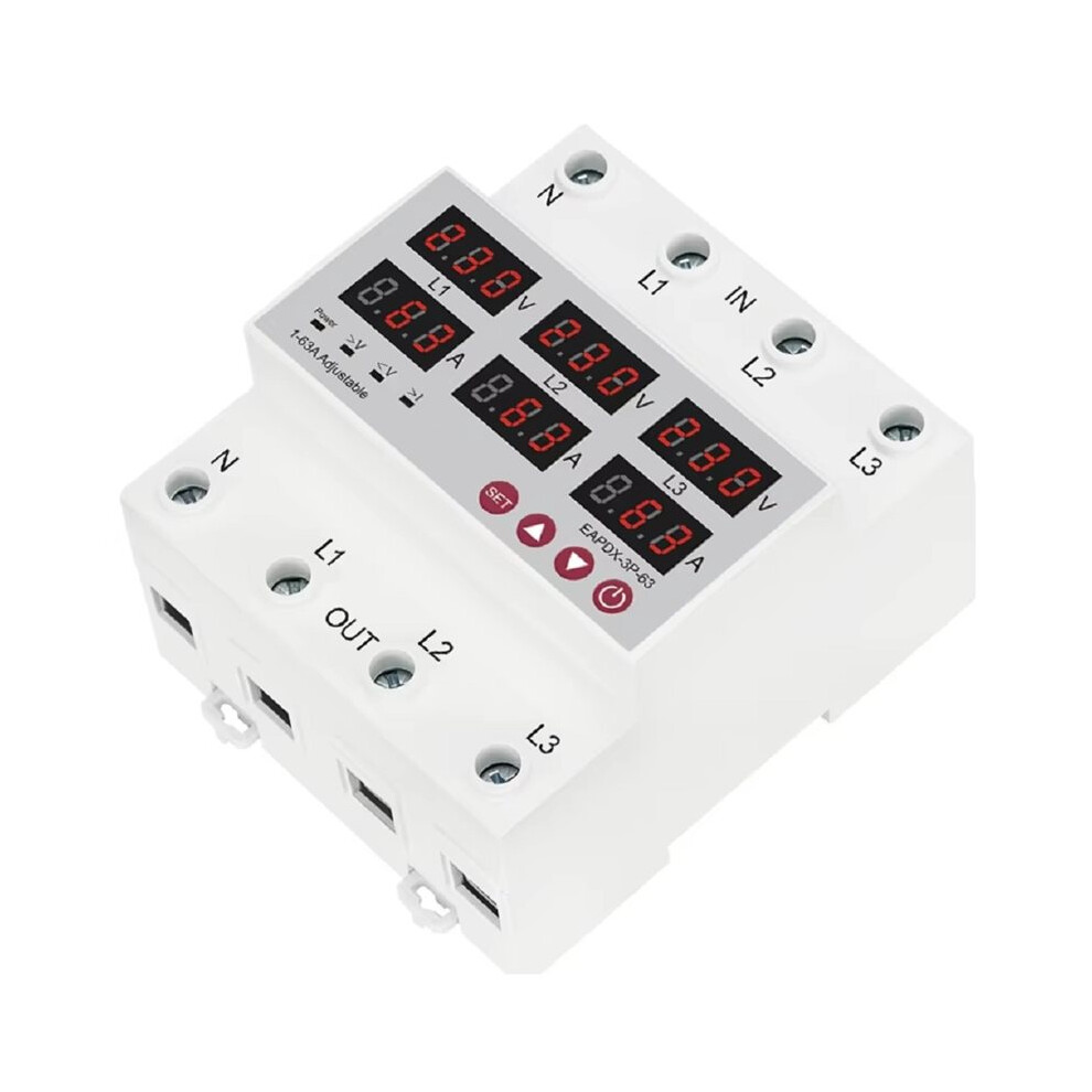 Three Phase Adjustable Over And Under Voltage Protector Relay With Current Protection With Automatic Reset Function 100A 6033669450705