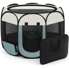Portable Dog Cat Playpen, Indoor Outdoor Pet Crate for Small Animals, Foldable Kennel with Carrying Case