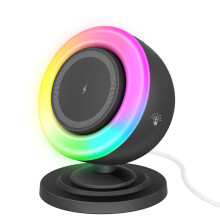 15W Magnetic Wireless Charger Stand with Speaker RGB Light Fast Charging for Smartphone Device
