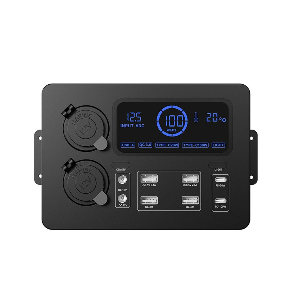 Portable Control Hub With Led Lights Adapter Power Box With Led Lights 100W For Rvs,Boats Display Power Box 12V A 6032301980952