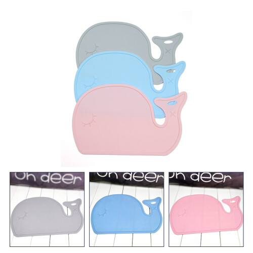 1Pc Sky-Blue Silicone Placemat Whale Shape Kids Dining Table Mat 2