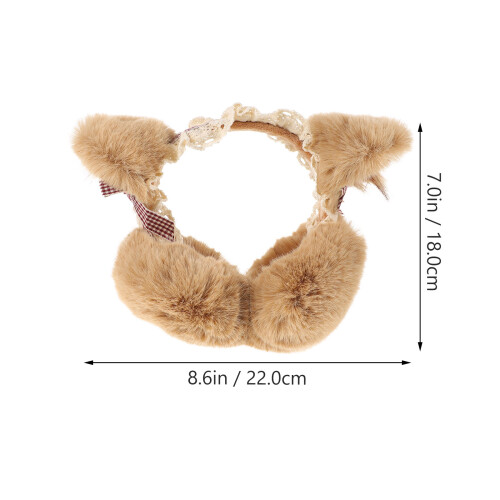 1Pc Khaki Polyester Warm Earmuff Foldable Winter Ear Warmer for Women 2