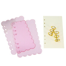 A6 Roze Zwarte Bloemblaadjes Acryl Ringbandhoes voor DIY Dagboek, Planner en Kantoorartikelen B