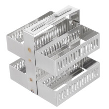 Rack per Vetrini In Acciaio Inossidabile da 30 Posti per La Colorazione di Esperimenti e Ricerche di Laboratorio