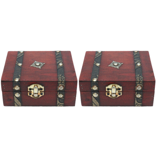 2Pcs Wooden Storage Boxes Multi-Color Durable Container for Home Use 1