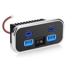 RV USB Sockets, 76W Dual 18W USB-A & Dual 20W PD3.0 , Power Outlet Panel with  for 12V/24V Car, Truck, Boat