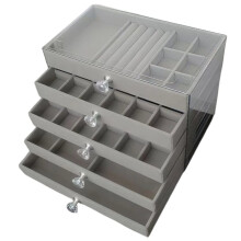 New 5 Layers Exquisite Gray Jewelry Box Earrings Ring Drawer Type Storage Box Large Capacity Anti-Oxidation Jewelry Box