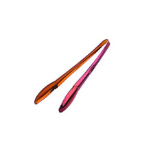 Stainless Steel Food Tongs with Amber Handle for BBQ Salad Bread Meat Fruit Secure Grip Serving