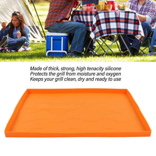 Heavy Duty Silicone Griddle Cover for BBQ Grill, Medium Orange 2