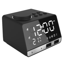 Alarm Clock Speaker with 2 USB 4.2 Radio LED Digital Alarm Clock Home Decor Table Clock EU Plug