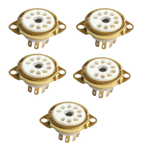5PCS B9A Ceramic 9 Pin PCB Tube Socket for 12AX7 12AT7 12AU7 ECC83 ECC82 E88CC 6922