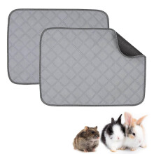 2 Pcs Non-slip Waterproof Washable Fleece Cage Liner Pads for Guinea Pig | Guinea Pig Bedding | Pee Mat for Pets - 60 X 45 Cm, Gray