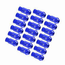 Lightweight Aluminum Car Wheel Screw Nuts M121.5 Blue 20Pcs