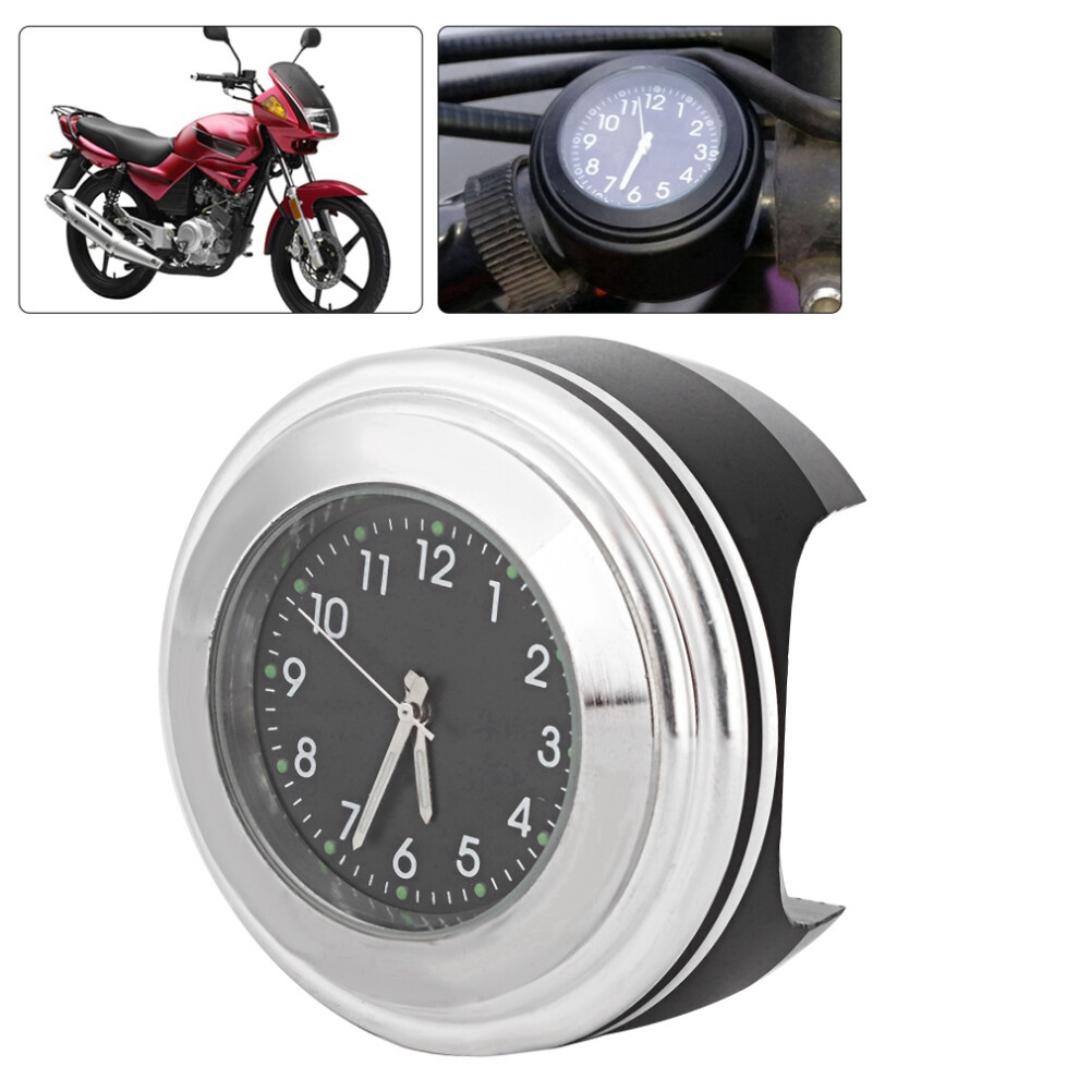 Motorcycle Handlebar Quartz Clock Waterproof Mount Face Dial White/Black 9451388727569