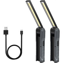 2 Pieces Rechargeable Led Work Light, 5 Modes Work Light Mechanic Light Foldable Torch Light with Magnetic Base Inspection Light for Camping, Automoti