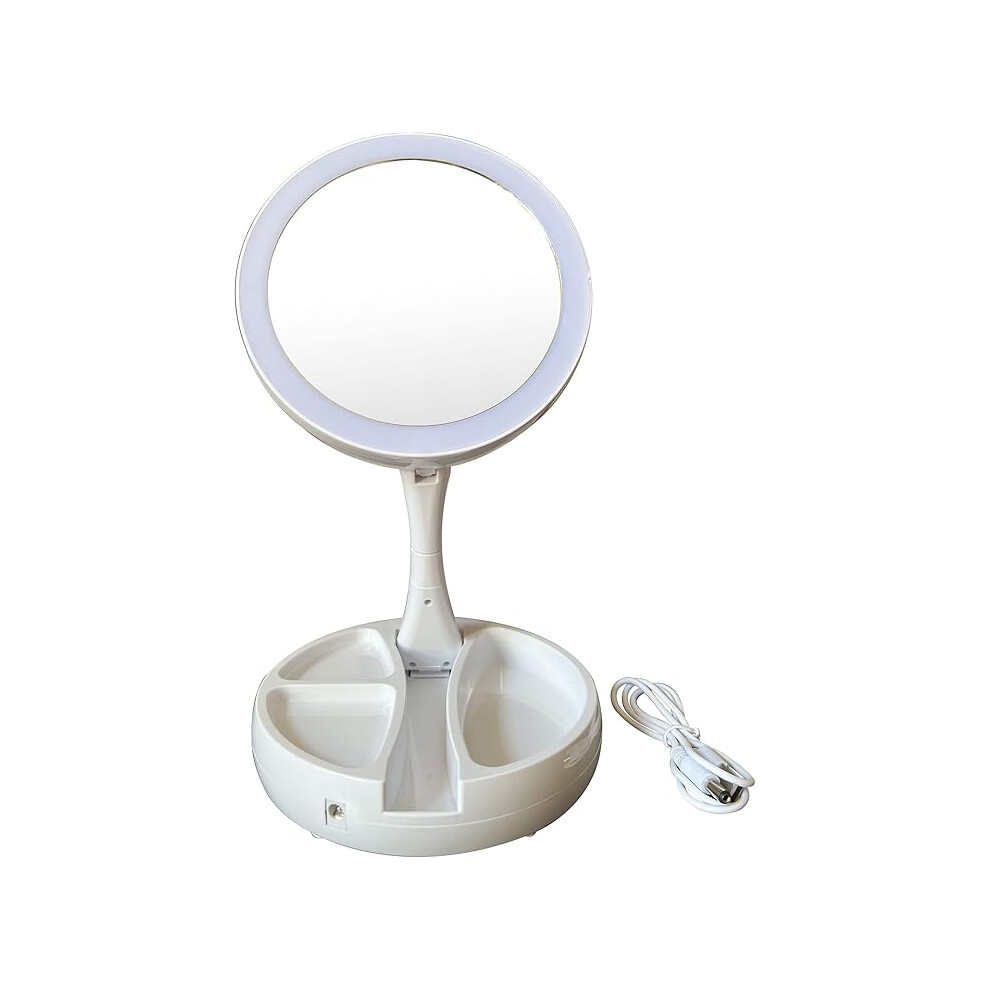Foldable Dimmable Cosmetic Mirror â USB & Battery Powered, Button Control
