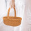 Multipurpose Woven Basket Plastic Weaving Brown 1set 31x28cm 8