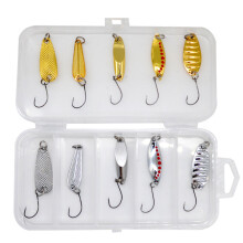 (5) 10pcs Fishing Spoon Lures & Baits Durable Hard Metal Spinner Baits for Freshwater & Saltwater