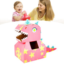 Pink Paper Dinosaur Head Costume 62x36x74 cm, Toy