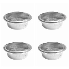 4set 6 Inch Louvered Grille Cover Vent Hood Wall Air Vents with Built-in Fly Screen Mesh - 304 Stainless Steel