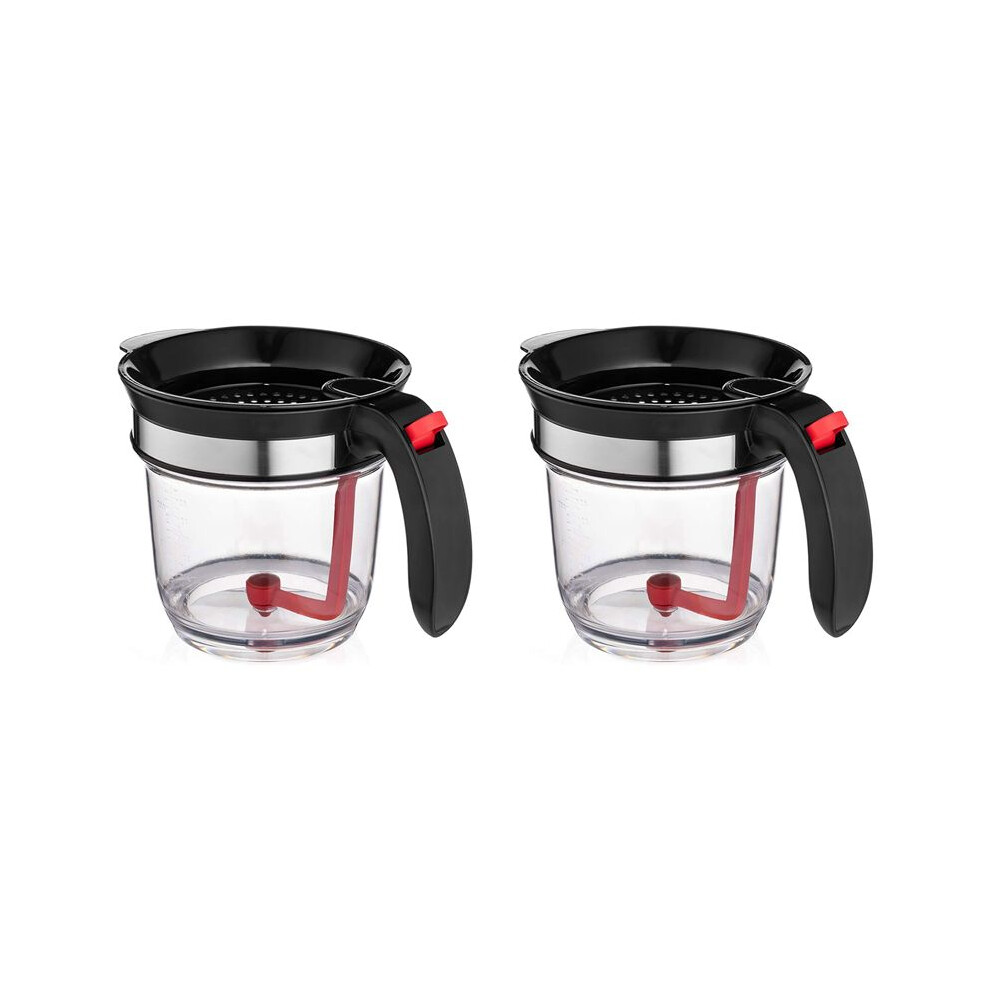 2X 1000Ml Oil Separator Measuring Cup And Strainer With Bottom Release For Gravy Sauces & Other Liquids With Oil Grease 6032048553952
