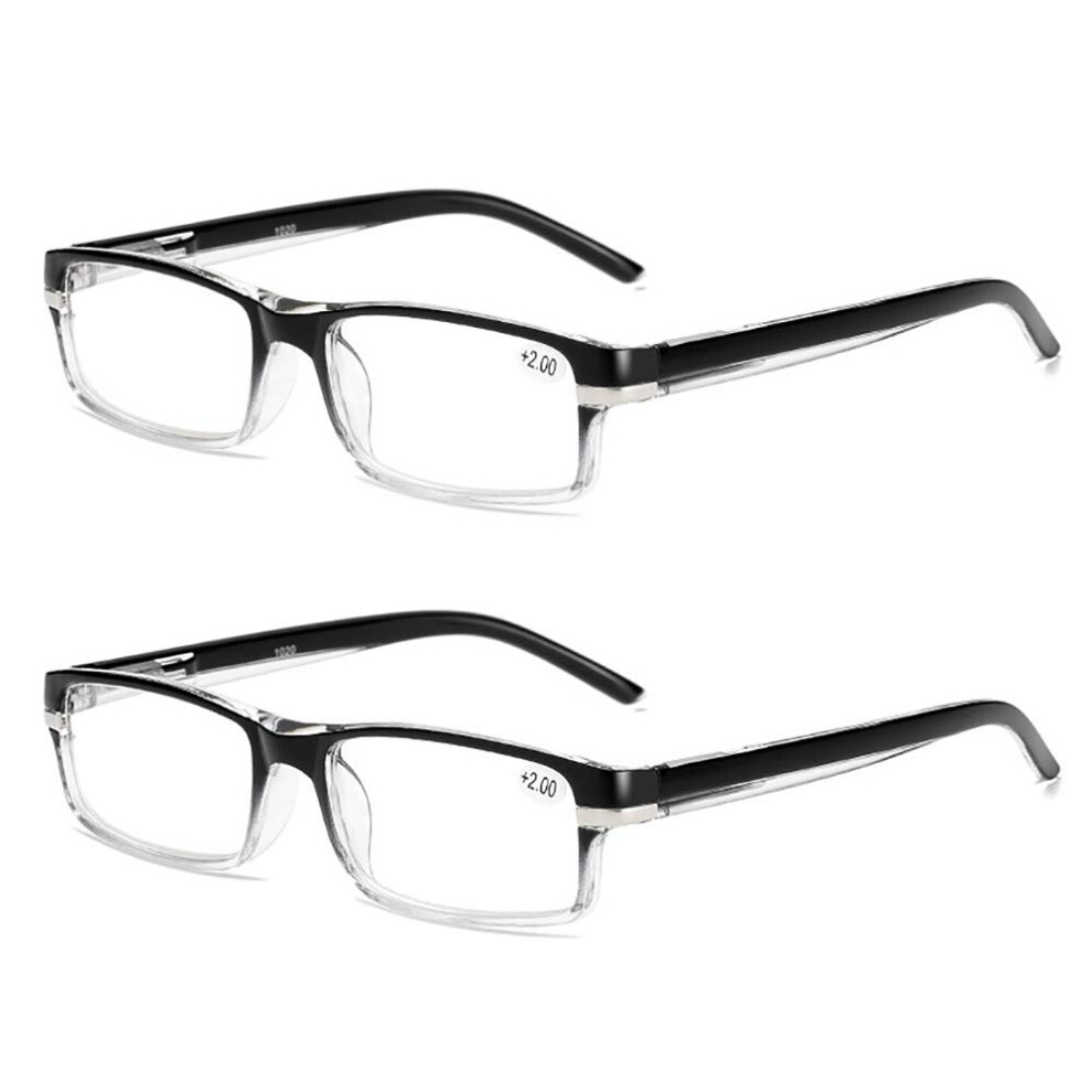 2 Pack +2.00 Reading Glasses for Men and Women, Flexible Spring Hinge Readers, Clear Vision