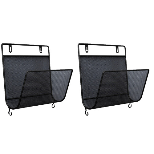 2Pcs Nordic Style Wall Mounted Iron Mesh Shelf With Hooks 1