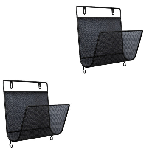 2Pcs Nordic Style Wall Mounted Iron Mesh Shelf With Hooks 2