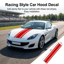 (Red) Racing Style Stripes Car Stickers Waterproof Sunproof PVC Material for Cars SUVs