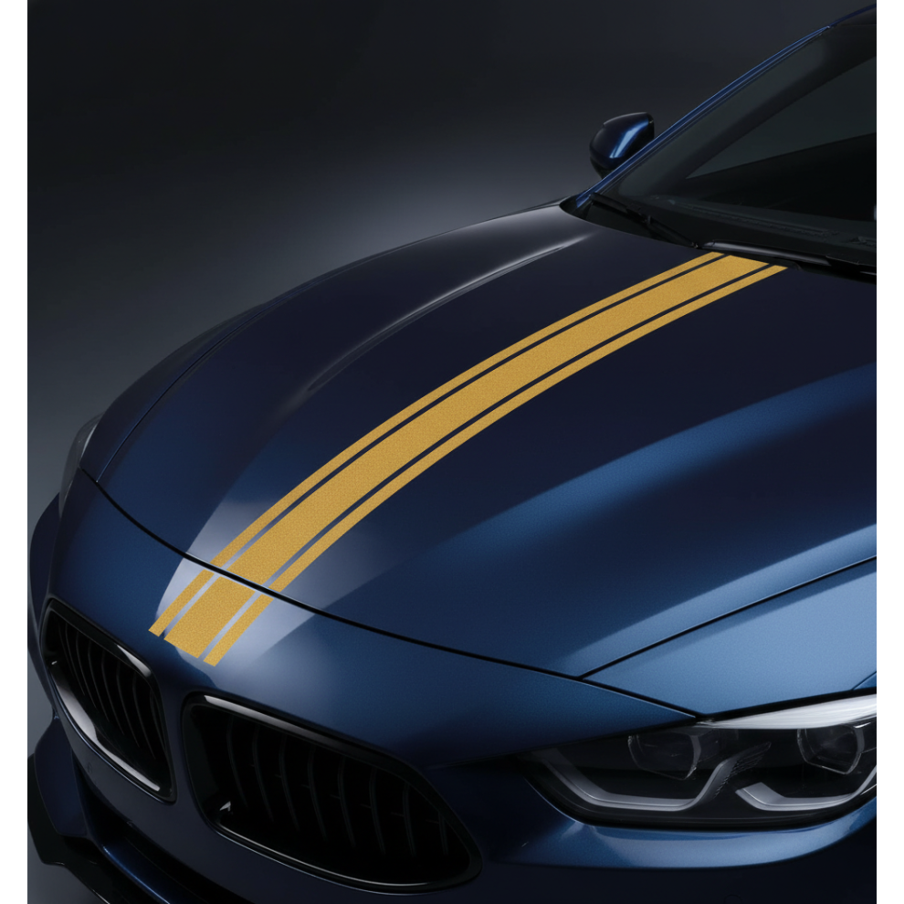 (Matte ) Racing Style Stripes Car Stickers Waterproof Sunproof Pvc Material For Cars Suvs Gold 6434023398198