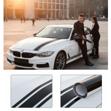 (Black) Racing Style Stripes Car Stickers Waterproof Sunproof PVC Material for Cars SUVs