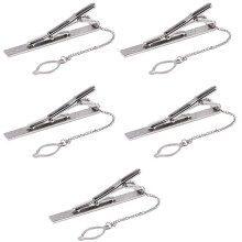 5X Mens Plain Silver Chrome Stainless Steel 6CM Standard Tie Clip Clasp Bars Pins