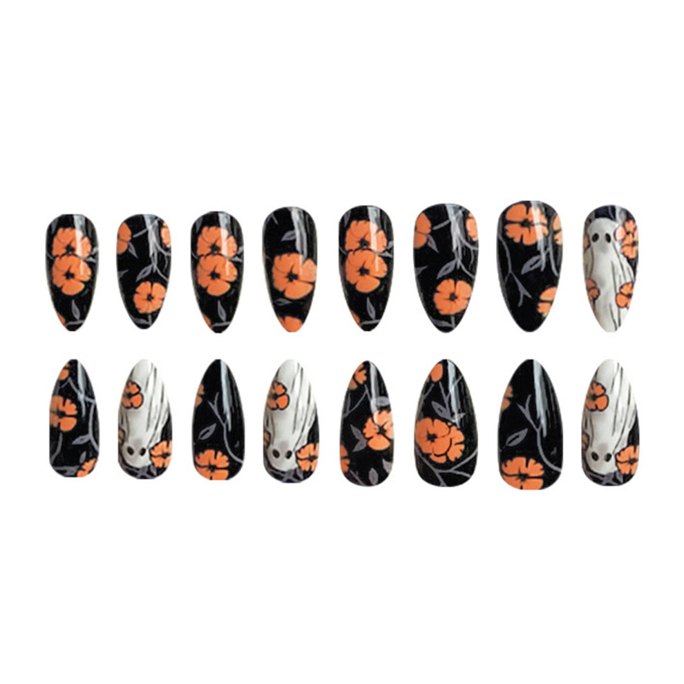 Roc-Electron Orange Flower False Nails Kit - Diy Manicure