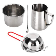 Stainless Steel Candle Making Kit Double Nozzle Boiler Spoon Handle Hanging Design with Two Heating Pots for DIY