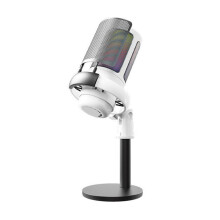USB Gaming Condenser Microphone Computer Recording Microphone RGB Lighting Capacitor Microphone White