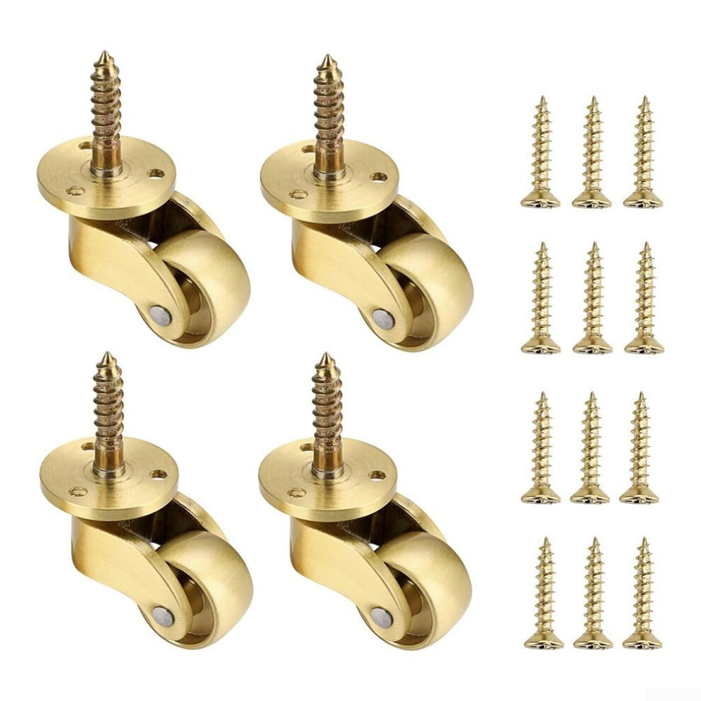 4Pcs Brass Furniture Caster Wheels 360 Smooth Swivel Silent Bearing Heavy Duty With Screws 9092120920550